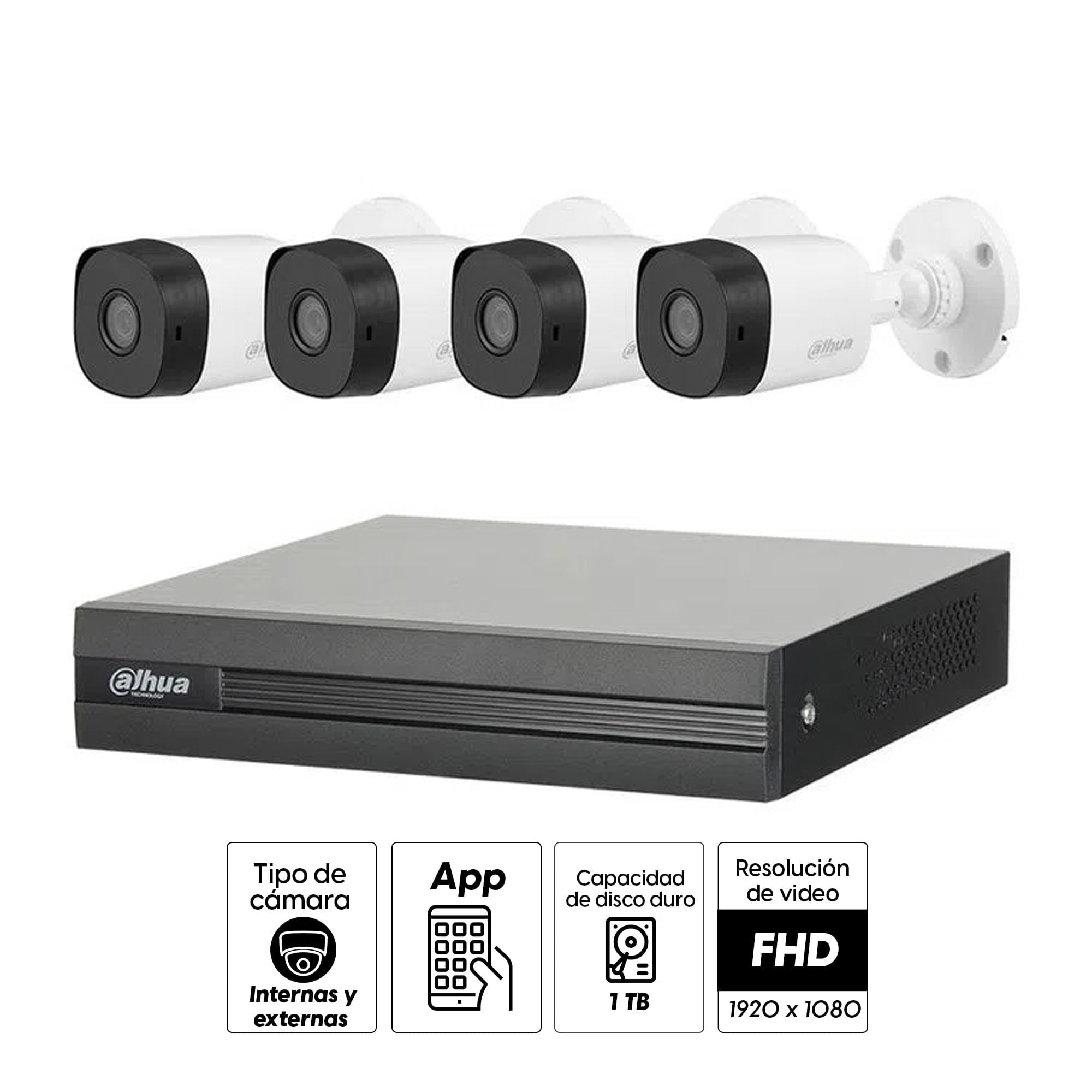 Cámaras Vigilancia Full Hd Kit 4 Cámaras + Disco Duro 1 Tb