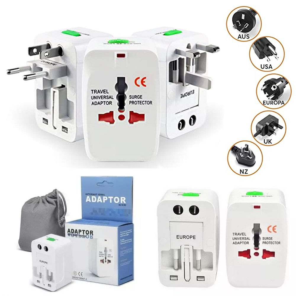 Adaptador Internacional Enchufe Universal Viajero 110v 220v todo en 1